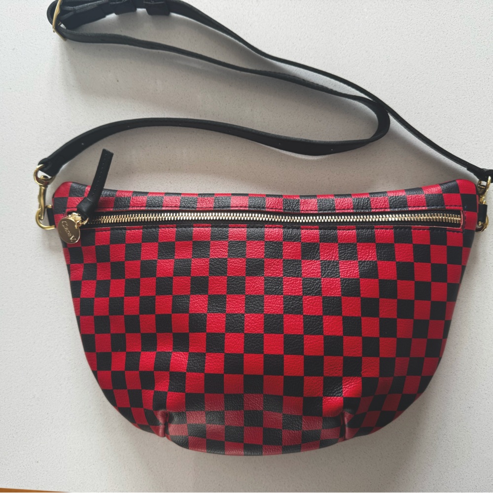 Clare V Grande Fanny Checker Poppy/Black hard to find New